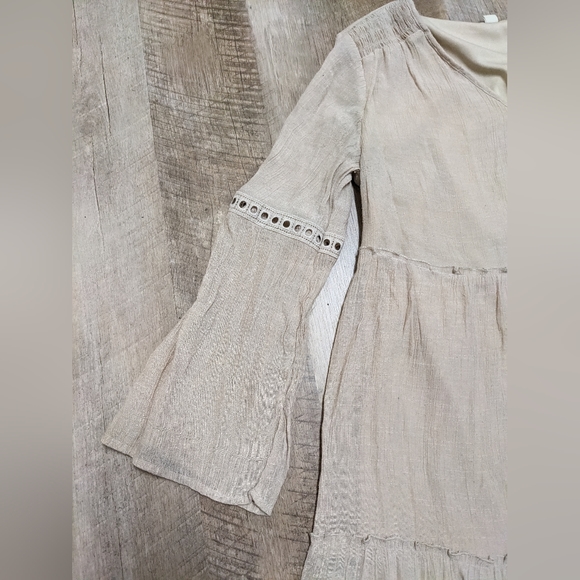 Indigo Rose Creamy Beige Long Sleeve Boho Dress - Picture 6 of 10